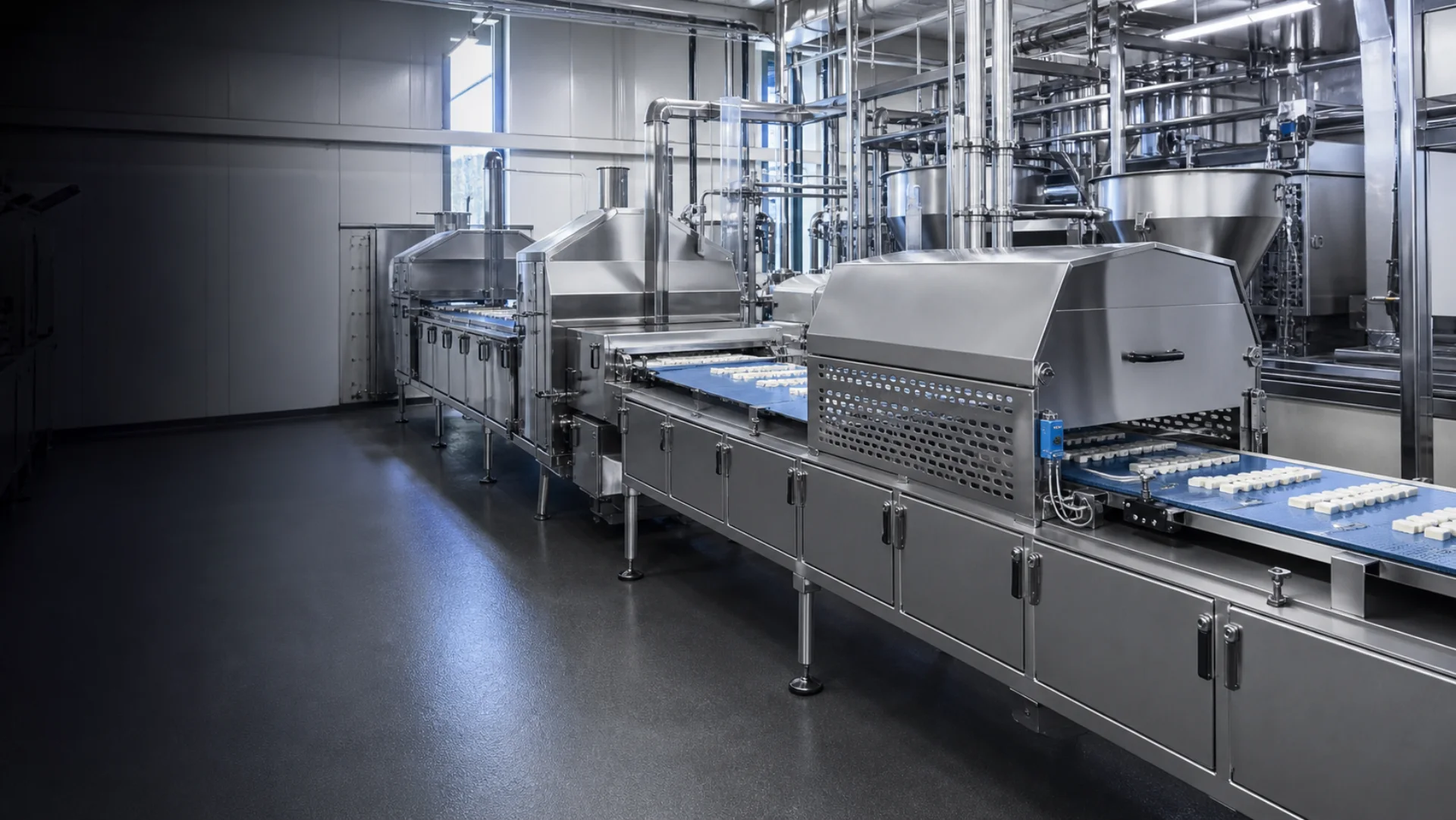 Moderne Lebensmittelproduktion mit Edelstahlmaschinen