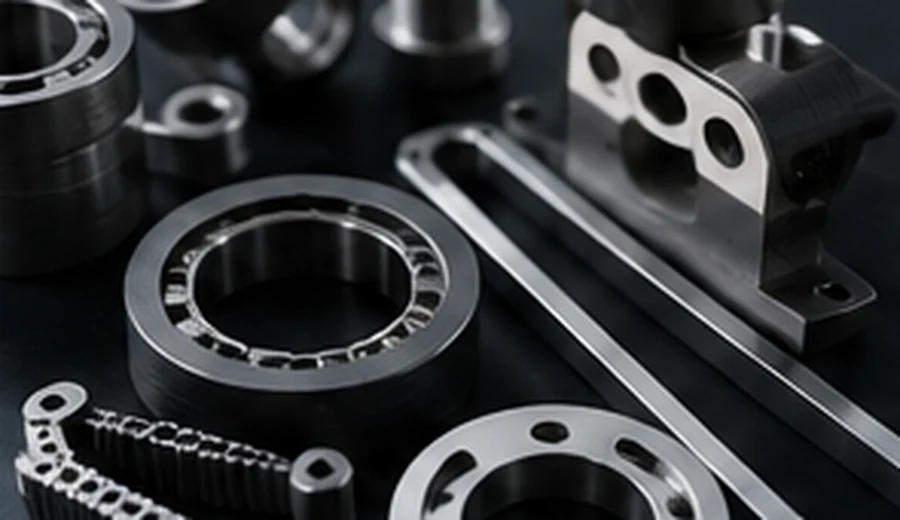 Sortiment technischer Ersatzteile mit Kugellagern, Motoren und Komponenten