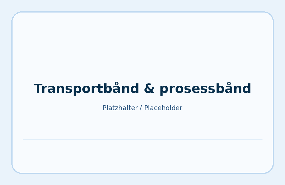 Transportbånd og prosessbånd for produksjonsanlegg